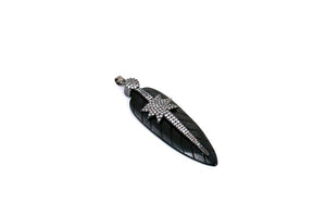 New Fashion Amazing Long Feather Bone Pendant Unique Design Hematite Bead Necklace With CZ Micro Pave Pendant Jewelry