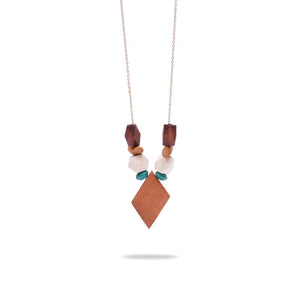 New Fashion Geometric Necklace Wood Pendant Golden Link Chain Long Necklace Women Jewelry Personality Jewelry Nice Gift