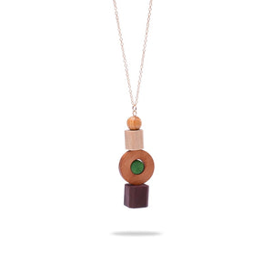 New Fashion Geometric Necklace Wood Pendant Golden Link Chain Long Necklace Women Jewelry Personality Jewelry Nice Gift