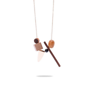 New Fashion Geometric Necklace Wood Pendant Golden Link Chain Long Necklace Women Jewelry Personality Jewelry Nice Gift