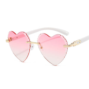 Heart Rimless Women Sunglasses Love Frame Designer Ladies Sun Glasses  Ins Trending Shades UV400 Eyeglass