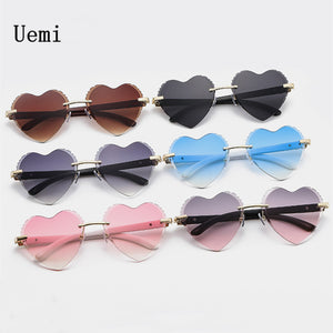 Heart Rimless Women Sunglasses Love Frame Designer Ladies Sun Glasses  Ins Trending Shades UV400 Eyeglass