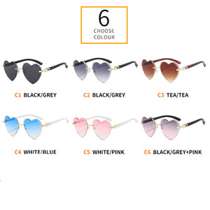 Heart Rimless Women Sunglasses Love Frame Designer Ladies Sun Glasses  Ins Trending Shades UV400 Eyeglass