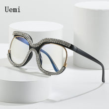 Load image into Gallery viewer, Retro Diamond Round Anti Blue Light Women Glasses Vintage Oversized Frame  Clear Computer Eyeglasses Ladi