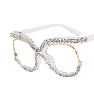 Retro Diamond Round Anti Blue Light Women Glasses Vintage Oversized Frame  Clear Computer Eyeglasses Ladi