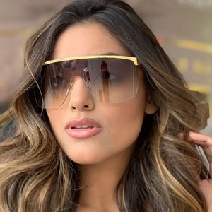 Square Rimless Sunglasses Women Metal Oversized Sun glasses  Lady Shades UV400 Eyewear Oculos de sol