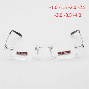 Frameless Myopic Glasses Frame Eyeglasses Men Women Ultralight Rimless Frame Myopia Glasses 100 ~ 400 Degrees