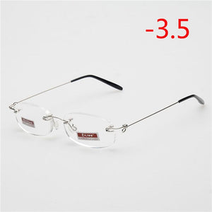 Frameless Myopic Glasses Frame Eyeglasses Men Women Ultralight Rimless Frame Myopia Glasses 100 ~ 400 Degrees