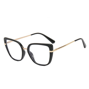 Retro Cat Eye Women Anti Blue Light Glasses Frame Designer Thin Face Flat Mirror Clear Reading  Ins Trend