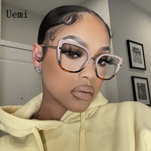 Retro Cat Eye Women Anti Blue Light Glasses Frame Designer Thin Face Flat Mirror Clear Reading  Ins Trend