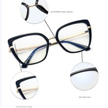 Load image into Gallery viewer, Retro Cat Eye Women Anti Blue Light Glasses Frame Designer Thin Face Flat Mirror Clear Reading  Ins Trend