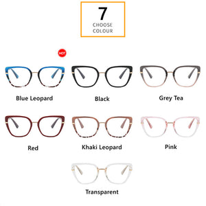 Retro Cat Eye Women Anti Blue Light Glasses Frame Designer Thin Face Flat Mirror Clear Reading  Ins Trend