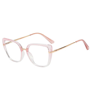 Retro Cat Eye Women Anti Blue Light Glasses Frame Designer Thin Face Flat Mirror Clear Reading  Ins Trend