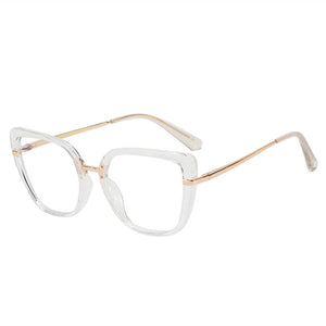 Retro Cat Eye Women Anti Blue Light Glasses Frame Designer Thin Face Flat Mirror Clear Reading  Ins Trend