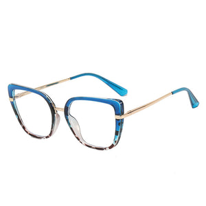 Retro Cat Eye Women Anti Blue Light Glasses Frame Designer Thin Face Flat Mirror Clear Reading  Ins Trend