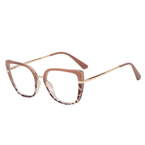 Retro Cat Eye Women Anti Blue Light Glasses Frame Designer Thin Face Flat Mirror Clear Reading  Ins Trend