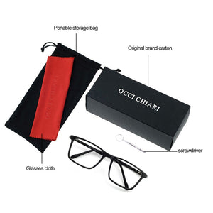 OCCI CHIARI Eyeglasses Frames Men Myopia Square Glasses Frame Optical Prescription Spectacles Clear Lens Fake Eyewear