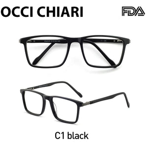 OCCI CHIARI Eyeglasses Frames Men Myopia Square Glasses Frame Optical Prescription Spectacles Clear Lens Fake Eyewear