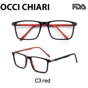 OCCI CHIARI Eyeglasses Frames Men Myopia Square Glasses Frame Optical Prescription Spectacles Clear Lens Fake Eyewear