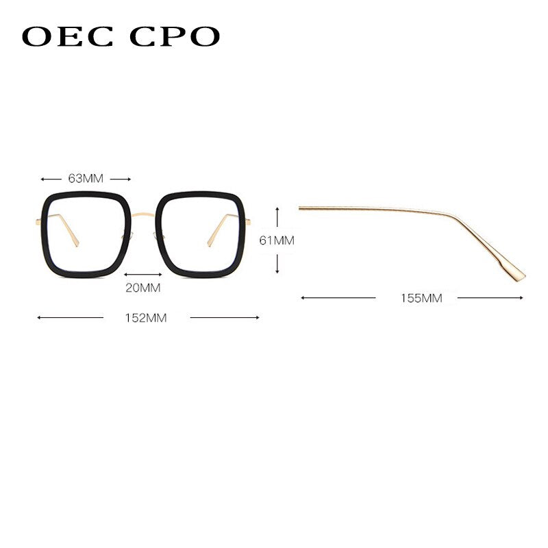 OEC CPO Vintage Square Glasses Frames Women Fashion Myopia Prescription  Glasses Frame Female Men Clear Lens Eyeglasses Unisex