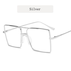 Original  Metal Glasses Frame Men Large Square Eyeglasses Women Oversized Double Beam Anti-blue Light Eyewear Spectascles