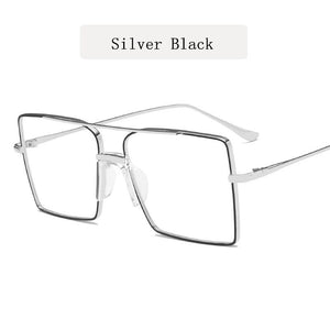 Original  Metal Glasses Frame Men Large Square Eyeglasses Women Oversized Double Beam Anti-blue Light Eyewear Spectascles