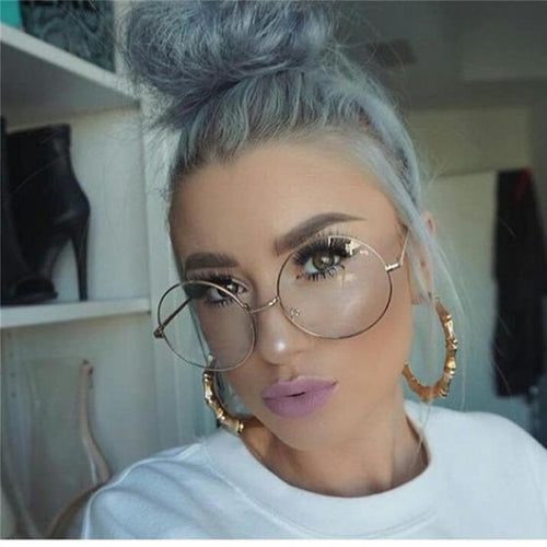 Oversized Round Glasses Women Men Metal Large Big Circle Glasses Optical Frame Round Eyeglasses Frame Fashion Spectacles Eyewear