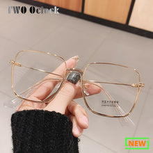 Load image into Gallery viewer, Oversized Square Eyeglasses Frame Women Big Metal Eye Glasses Frame 0 Diopter Optic Prescription Myopia Frame oculos de grau