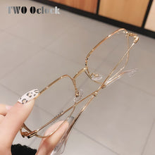 Load image into Gallery viewer, Oversized Square Eyeglasses Frame Women Big Metal Eye Glasses Frame 0 Diopter Optic Prescription Myopia Frame oculos de grau