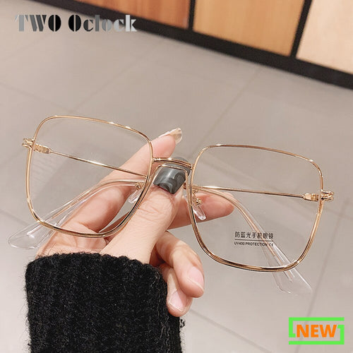 Oversized Square Eyeglasses Frame Women Big Metal Eye Glasses Frame 0 Diopter Optic Prescription Myopia Frame oculos de grau