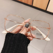 Load image into Gallery viewer, Oversized Square Eyeglasses Frame Women Big Metal Eye Glasses Frame 0 Diopter Optic Prescription Myopia Frame oculos de grau