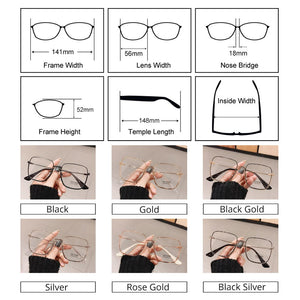 Oversized Square Eyeglasses Frame Women Big Metal Eye Glasses Frame 0 Diopter Optic Prescription Myopia Frame oculos de grau