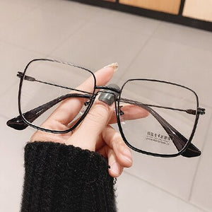 Oversized Square Eyeglasses Frame Women Big Metal Eye Glasses Frame 0 Diopter Optic Prescription Myopia Frame oculos de grau