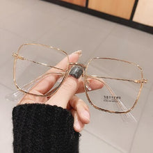 Load image into Gallery viewer, Oversized Square Eyeglasses Frame Women Big Metal Eye Glasses Frame 0 Diopter Optic Prescription Myopia Frame oculos de grau