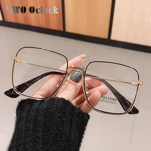 Oversized Square Eyeglasses Frame Women Big Metal Eye Glasses Frame 0 Diopter Optic Prescription Myopia Frame oculos de grau