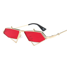 Load image into Gallery viewer, Peekaboo gold steampunk flip up sunglasses men vintage red metal frame triangle sun glasses for women 2023 uv400