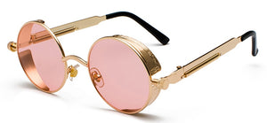 Peekaboo metal round steampunk sunglasses men women summer 2023 pink blue yellow red round sun glasses for women unisex