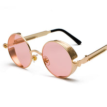 Load image into Gallery viewer, Peekaboo metal round steampunk sunglasses men women summer 2023 pink blue yellow red round sun glasses for women unisex
