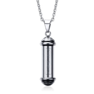 Prayer Scripture Tube Perfume Bottle Pendant Necklace for Men Women Stainless Steel Ashes Memorial Keepsake Cremation Jewelry