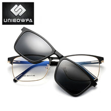 Load image into Gallery viewer, Prescription Magnet Clip On Glasses Frame Men Myopia Optical Eyeglasses Frame Polarized Magnet Clip On Sunglasses Male Square