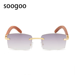 Rimless Rectangle Sunglasses Frameless Eyewear Vintage Sun Glasses for  Women Men