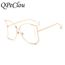 Load image into Gallery viewer, QPeClou 2023  Pearl Sunglasses Women Oversized Metal Hollow Sun Glasses Ladies Clear Glasses Frame Spectacles