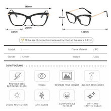 Carica l&#39;immagine nel visualizzatore di Gallery, RBROVO 2023 Retro Cateye Glasses Frame Women Flat Mirror Eyeglasses Fake Optical Large Frame High-end Eye Vintage Glasses Frames