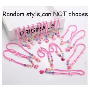 Random Styles Children Candy Bead Lovely Heart Flower Bear Pendant Princess Girl Necklace Gift for Baby Kids Jewelry Choker N476