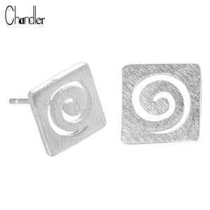 Orecchini con perno quadrati in vero argento sterling 925 semplici e opachi Piccoli orecchini a forma di turbinio geometrico carino per le donne Gioielli regalo Birthd 