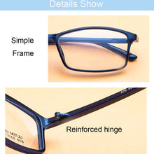 Load image into Gallery viewer, Rectangle Glasses Frame Men Women Large Eyeglasses Flexible BSX606 Can Do Prescription Lens