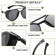 Load image into Gallery viewer, Retro Gothic Steampunk Circle Sunglasses for Women Men Round Lens Metal Frame