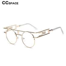 Carica l&#39;immagine nel visualizzatore di Gallery, Retro Steampunk Round Glasses Frames Metal Men Women Computer Glasses 46834