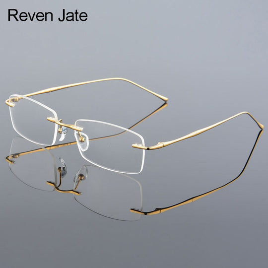 Reven Jate 632 Rimless Men Eyeglasses Frame Optical Prescription Glass Cinily 9433