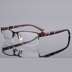 Reven Jate 8850 Half Rim Alloy Front Flexible Plastic TR-90 Temple Legs Optical Eyeglasses Frame for Men and Women Eyewear